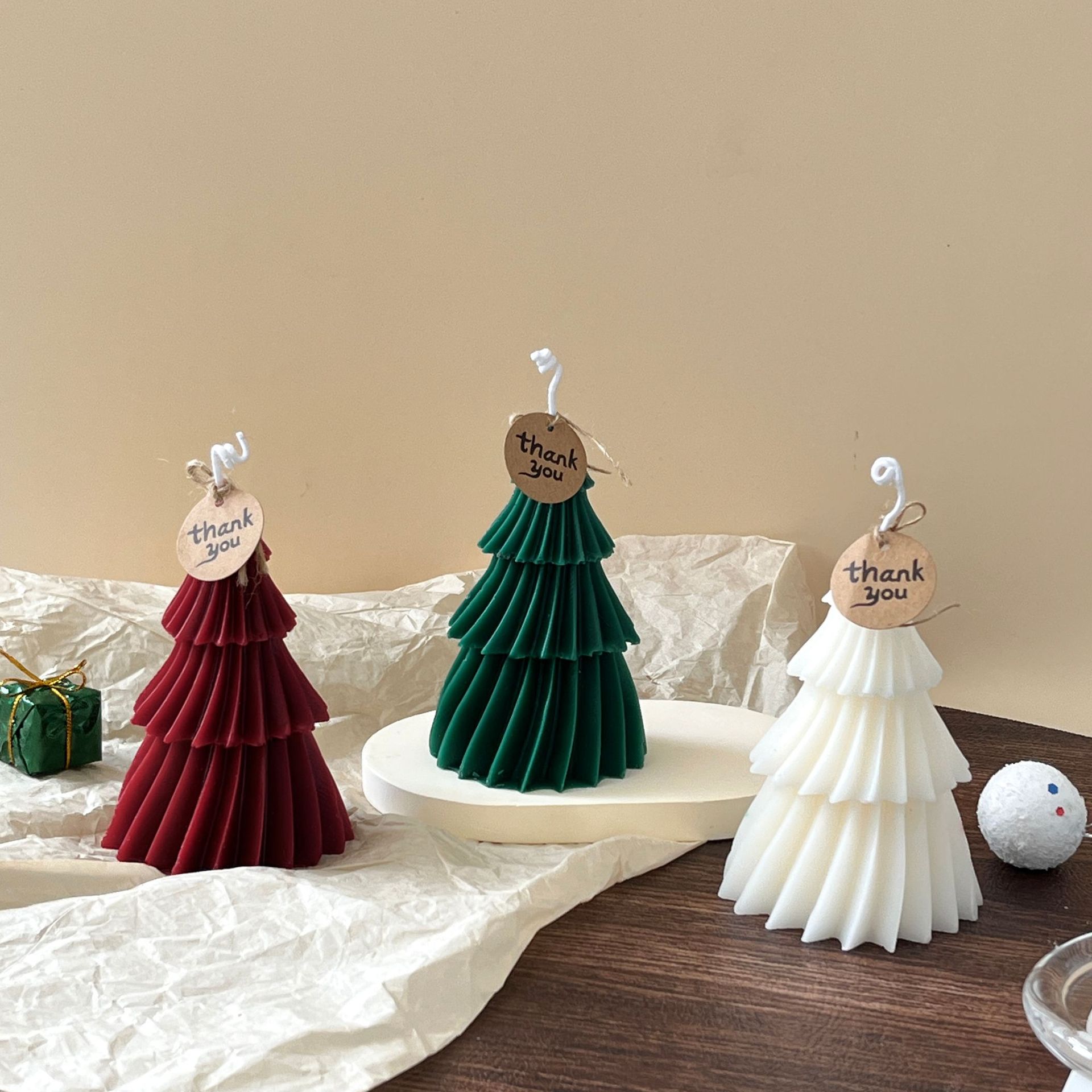 Christmas candle aromatherapy decoration birthday party gift decoration props origami Christmas tree aromatherapy candle wholesale