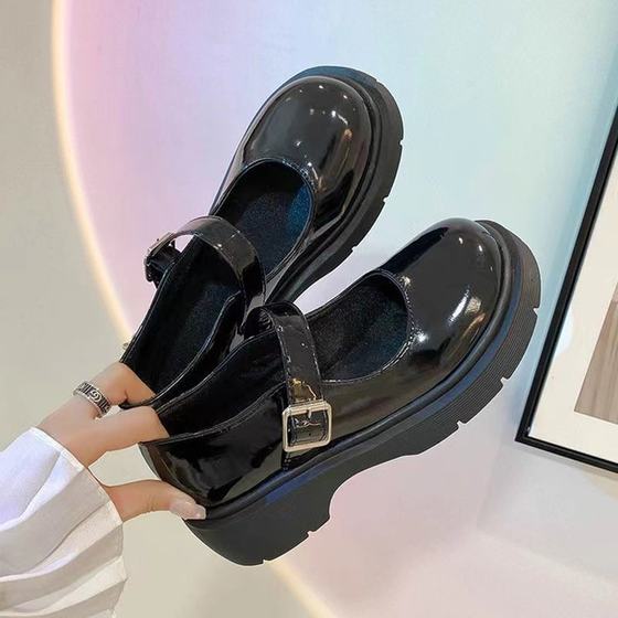 Mary Jane Small Leather Shoes Vintage Thick Sole Increased Loafers Women's 2024 New Casual Fashion All-match Niche Women's Shoes