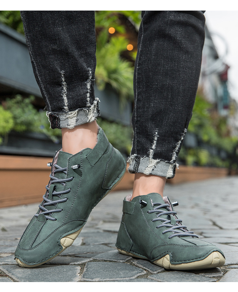 Cross-border Explosions Vinterfløyelsmartinstøvler Store størrelser Octopus Herre Varme Bomullssko Høye Herresportssko_voghion.com