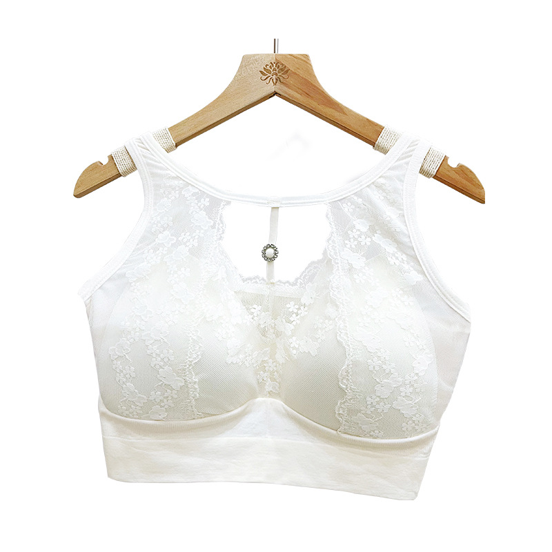 New plus size lace beauty back tube top diamond accessories beauty chest comes with fixed Cup chubby girl bra women's underwear