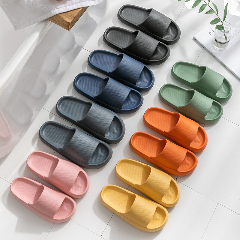 Stomping excrement-feeling thick-soled rubber slippers Internet-famous home female Summer Lovers one-word home indoor slippers