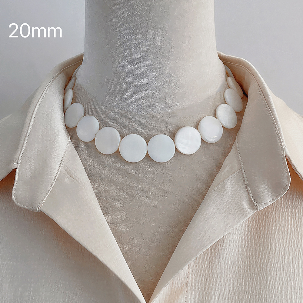 Simple Niche Design Natural Shell Round Necklace Women's Instagram Style All-match Collarbone Chain Accessories for Vacation Beach Style