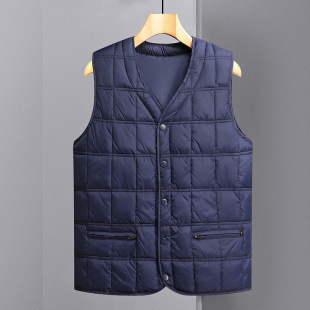 2024 Winter Feather Velvet Vest Men's plus size Vest Middle-aged and Elderly Inner Wear Base Shirt Lightweight Waistcoat Dad's Dress
