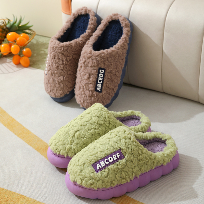 Cotton slippers for women thick-soled autumn and winter home furnishings for couples indoor warm and cute non-slip men's cotton slippers wholesale