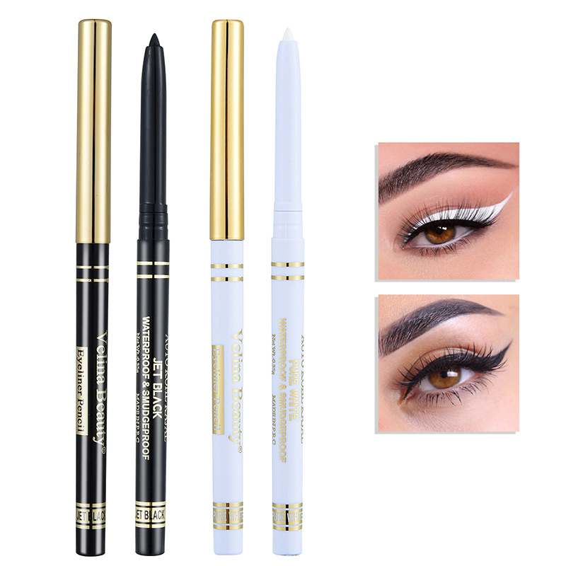 Black White Smooth Color Waterproof Oil-proof Non-blooming Durable Accurate Eyeliner Glue Pen Silkworm Pen