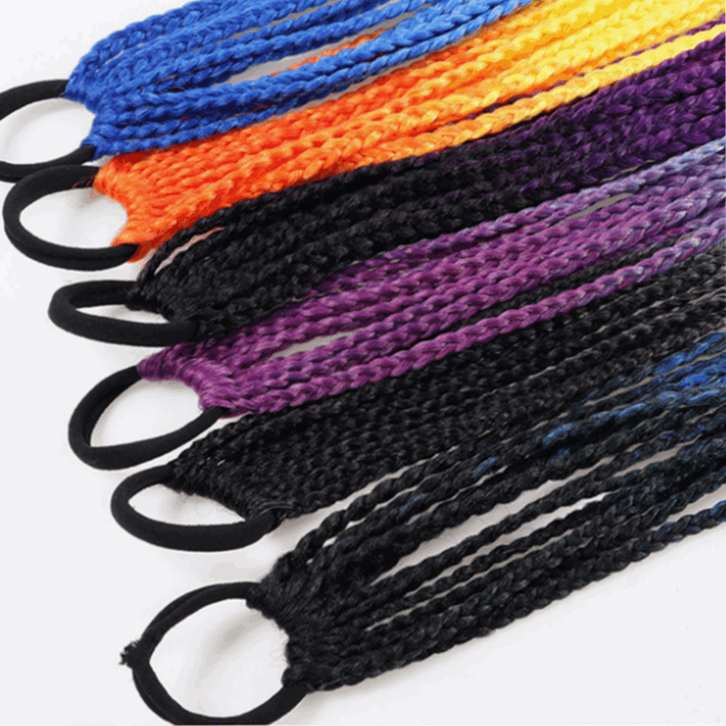 Dirty Braid Ponytail Children's Colorful Little Braids Ponytail Three-Strand Ponytail Colorful Ponytail Braid Hair Loop