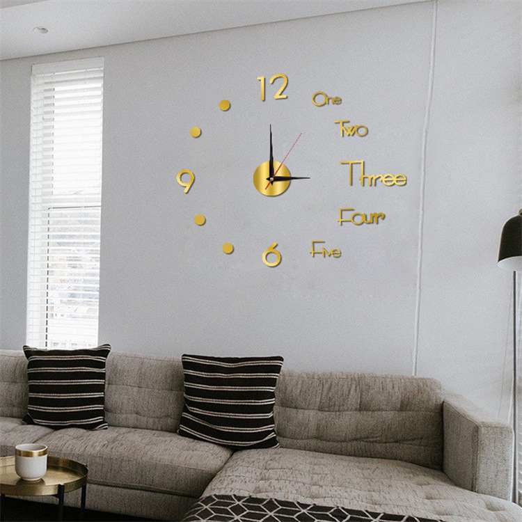 3d wall clock Amazon creative acrylic wall clock diy clock mute wall sticker clock factory supply