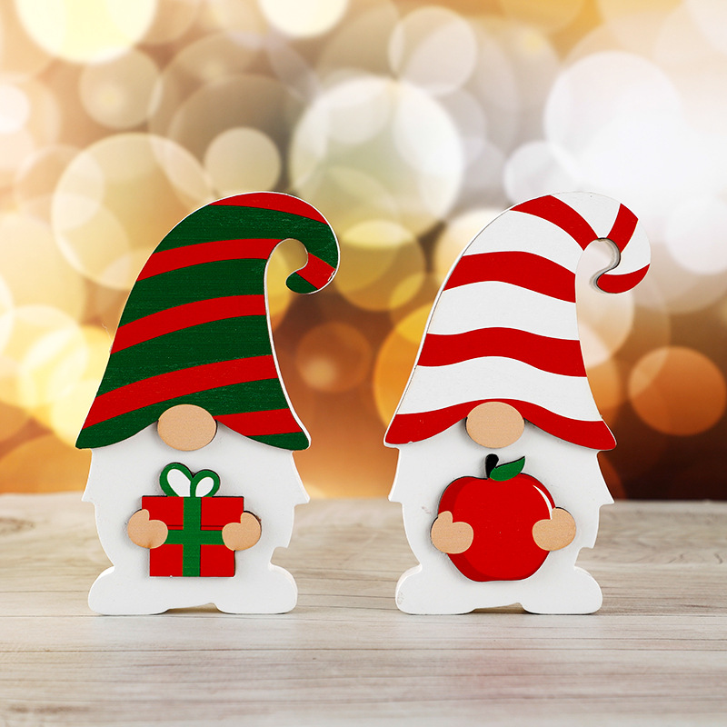 Cross-border New Christmas Wooden Decorations Creative Home Wooden Ornaments Cartoon DIY Small Wood Piece Crafts