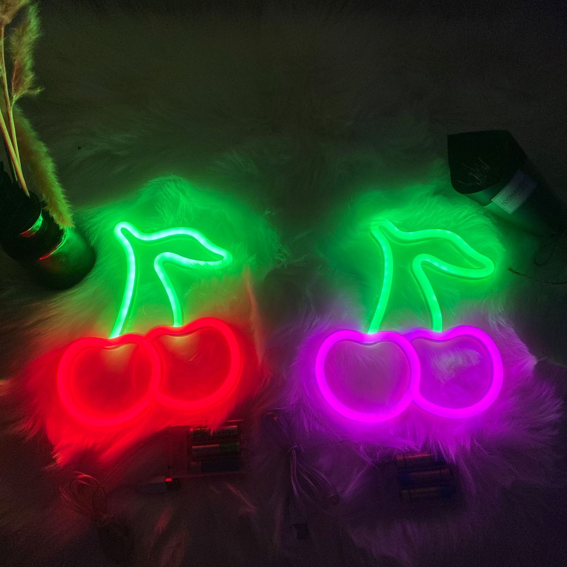 led霓虹燈少女心櫻桃霓虹燈小夜燈ins網紅表白浪漫拍照裝飾彩燈