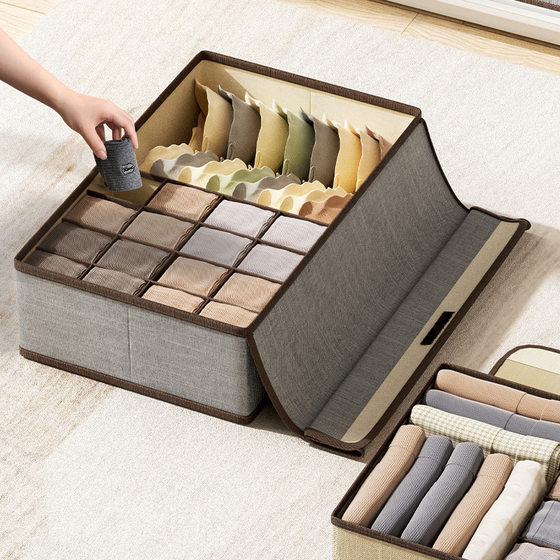 Thickened Cotton Linen Washable Underwear Storage Box Drawer Type Folding Finishing Box Fabric Storage Box