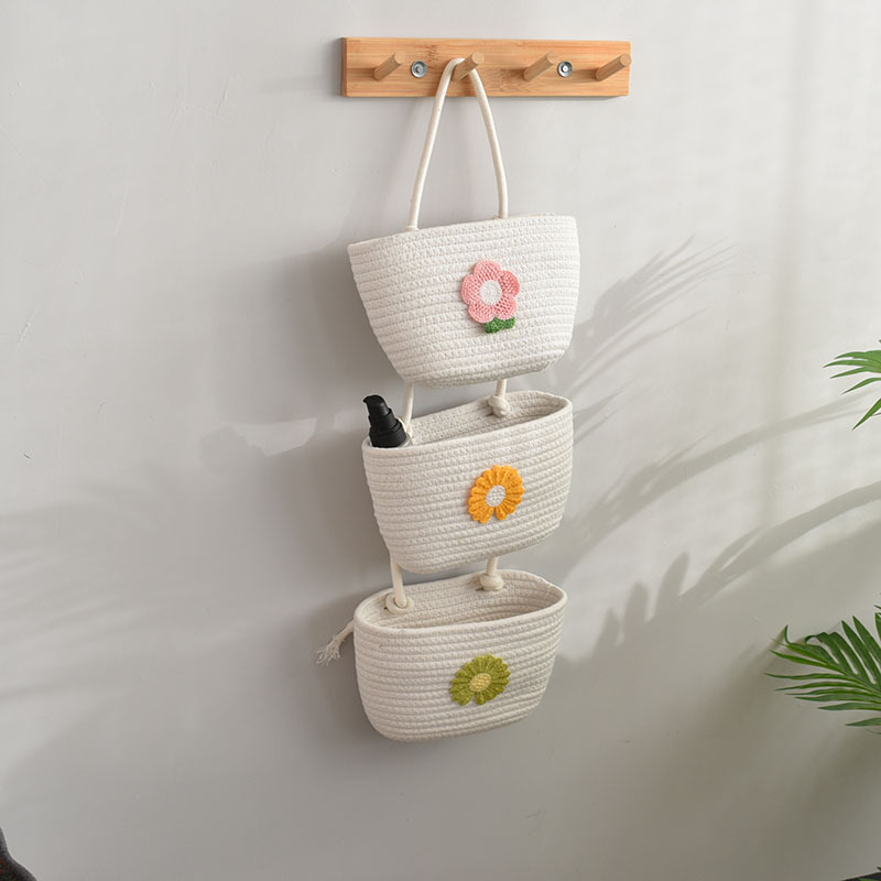 Christmas tree three-layer storage rack bedroom living room decoration hanging basket cute handmade flower basket hallway hanging storage basket