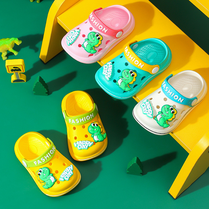 Children's hole shoes baby cartoon boys dinosaur Girls cute non-slip toe shoes soft bottom sandals summer wholesale