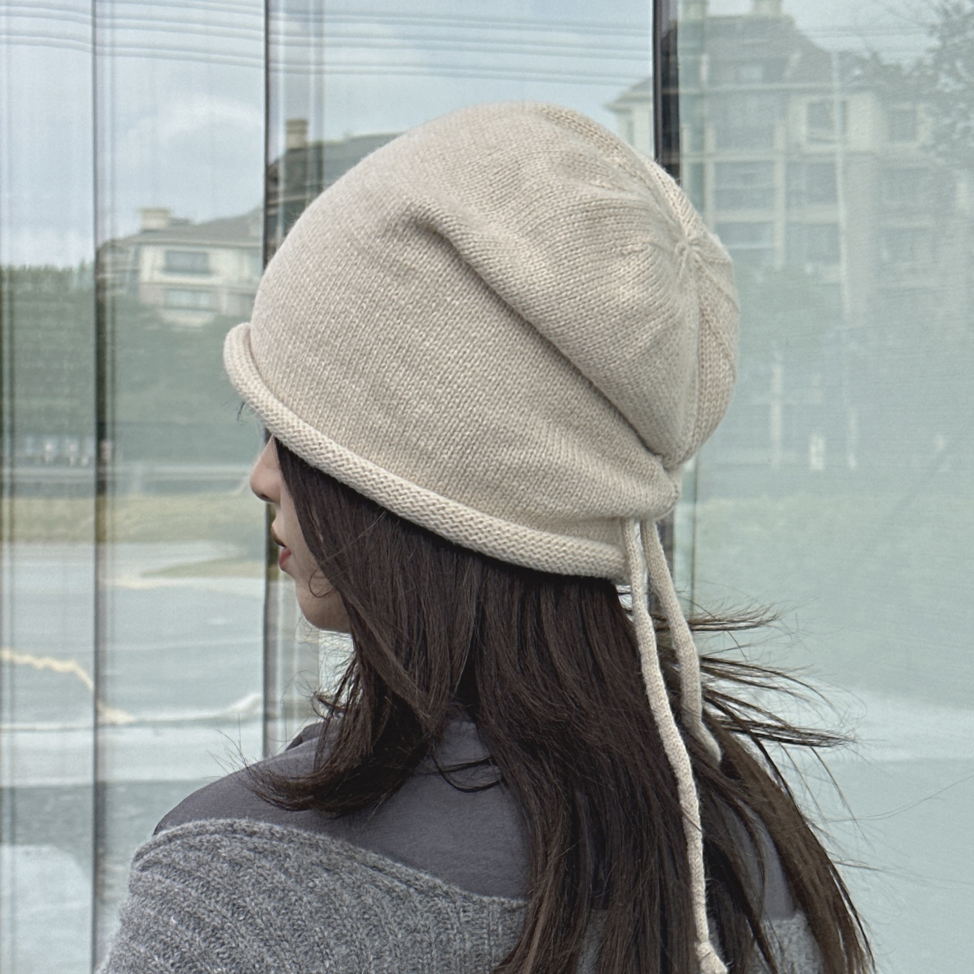 New Japanese Style Warm Curl Drawstring Big Head Wool Hat Men's Heap Hat Men's Universal Baotou Hat