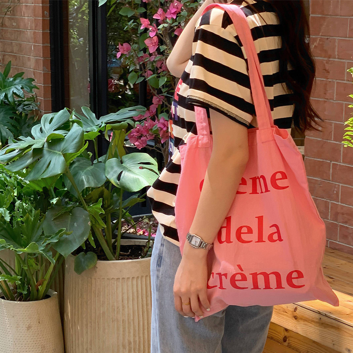 Amazon cross-border supply/South Korea ins niche canvas bag summer thin letter bag sweet pink shoulder bag
