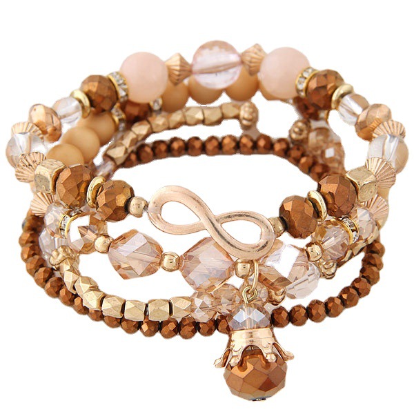 B0748 European and American simple crystal mix and match personality 8-shaped fashion beaded bracelet pendant jewelry jewelry
