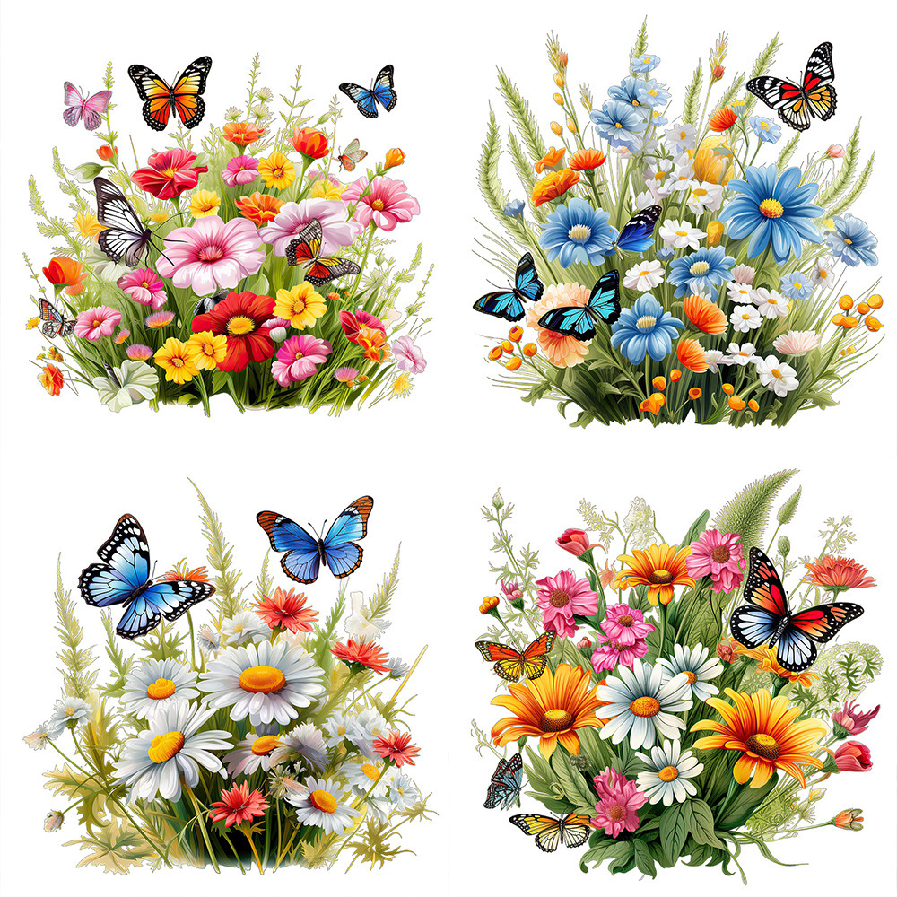 Creative new flower butterfly grass self-adhesive toilet bathroom refrigerator wall stickers living room bedroom decorative painting A- 26