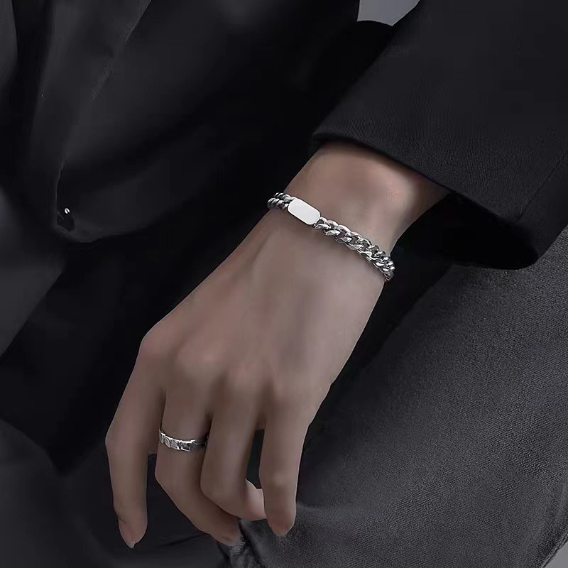 New Bracelet Men's trendy niche design titanium steel chain disco hip hop cold style accessories women's high-grade non-fading