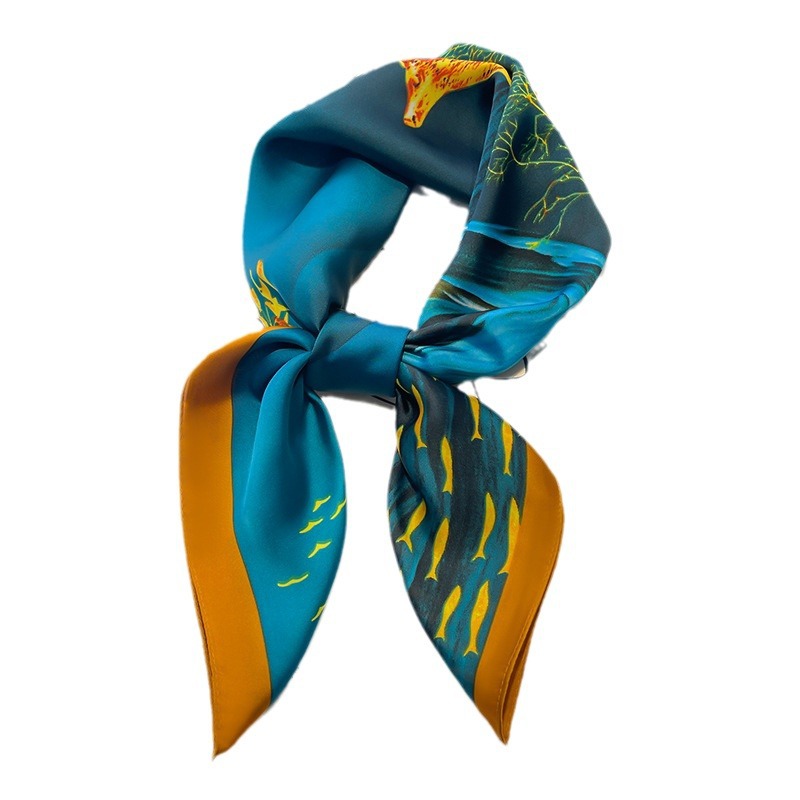 Oil painting small square scarf silk scarf for women Spring Autumn Winter mom matching shirt neck protection scarf scarf scarf 70x70