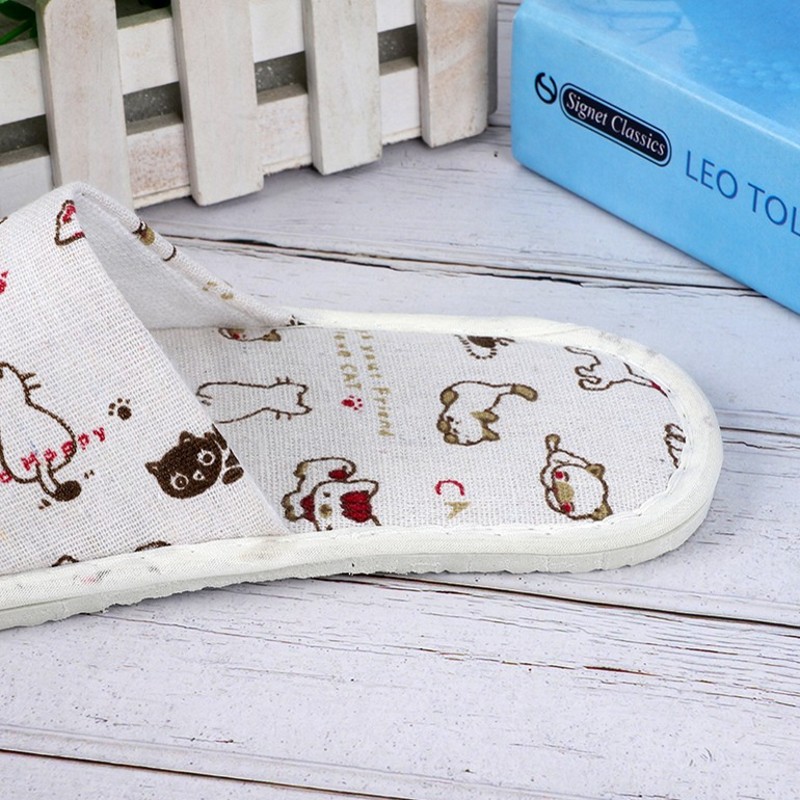 in stock supply disposable cartoon pattern slippers hotel hostel home hospitality willow leaf pattern bottom can be wholesale