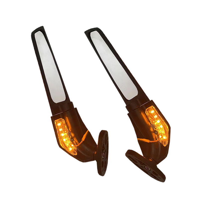 Cross-border new hot selling motorcycle modification with light rearview mirror accessories spoiler rearview mirror Kawasaki imitation racing knife type