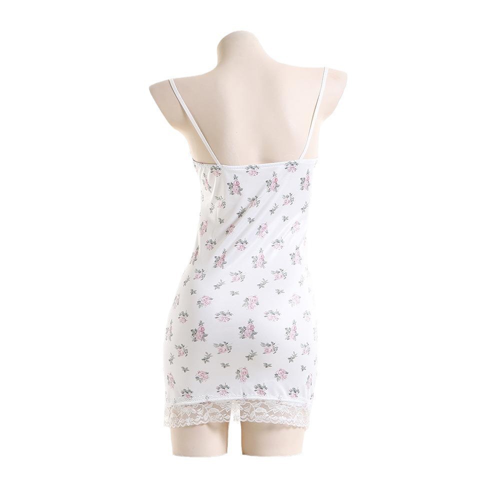 Sexy lingerie small floral contrast color lace stitching sexy low-cut pure desire style sling sheath sexy pure desire style_voghion.com