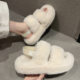 Women's thick-soled plush shoes new Korean style two-piece elastic band plush shoes soft-soled outer wear parallel bars fur home slippers