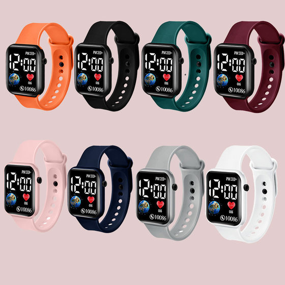 Cross-border explosions square earth-shaped LED electronic watch single hole strap simple fashion watch in stock wholesale