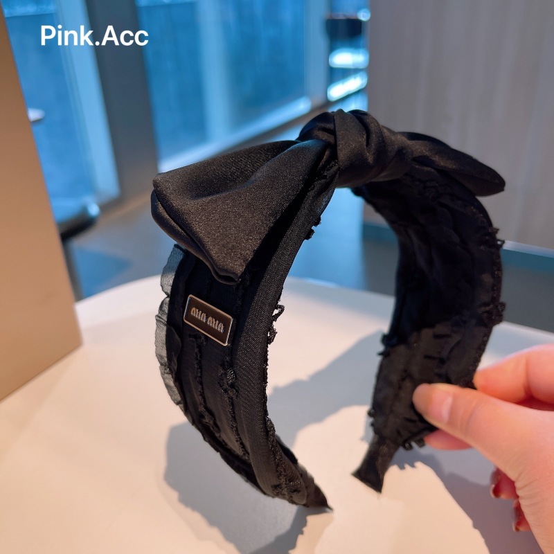 原版設計師新品～黑天鵝感拼色立體蝴蝶結髮卡外出百搭頭箍飾品女