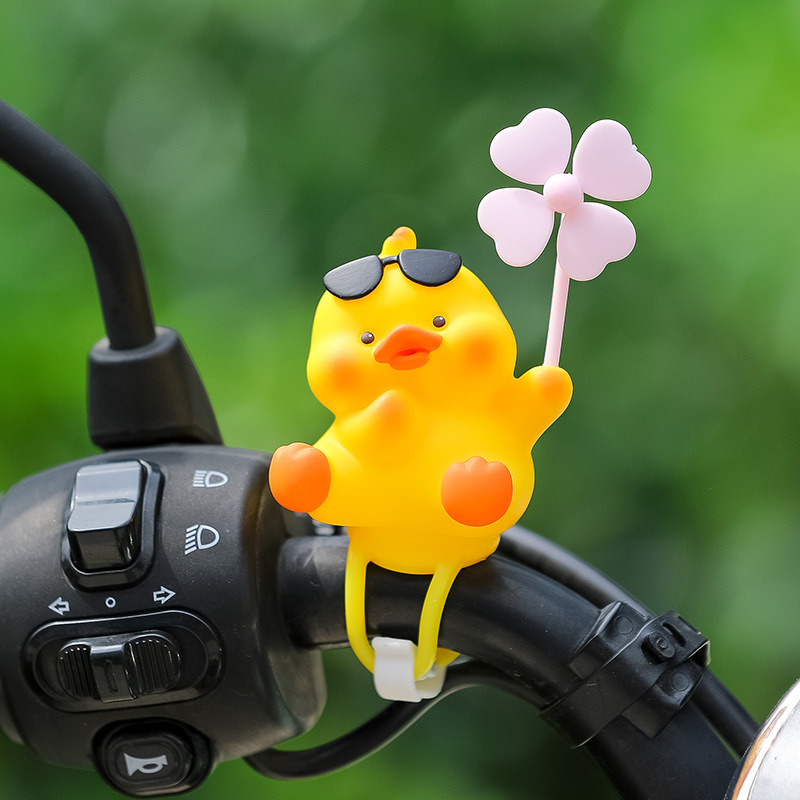 Car Ornaments Cartoon Yellow Duck Cute Windmill Electric Bicycle Bicycle Advanced Sense Car Summer Decoration Men