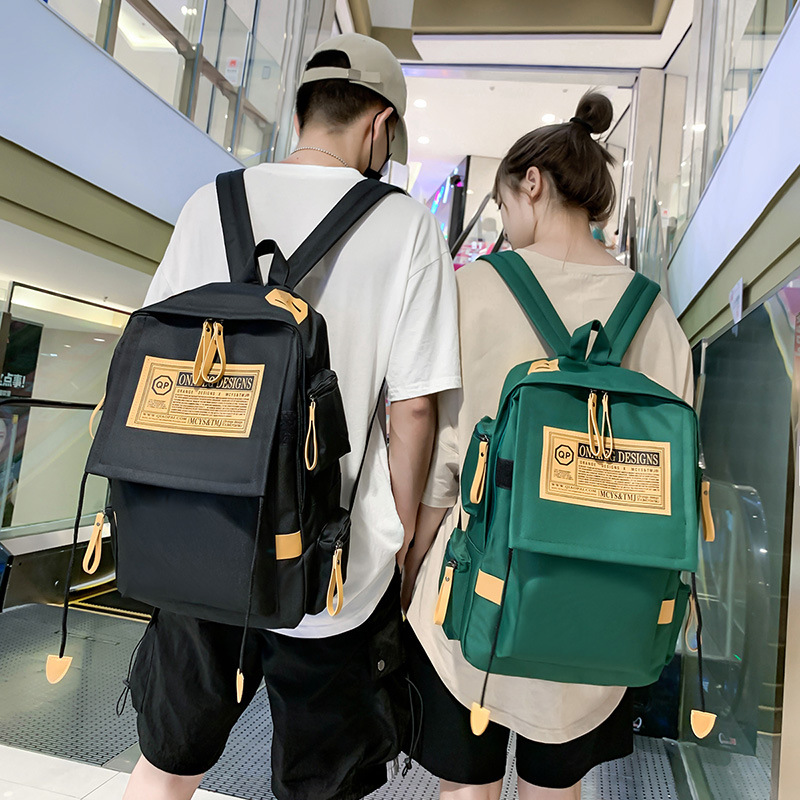 Canvas Backpack Large Capacity Travel Computer Men's Backpack Couple College Style Female High School College Student Schoolbag