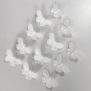 Handmade feather butterfly simulation butterfly wedding decoration wall decoration 10cm wide 3-5 days hair