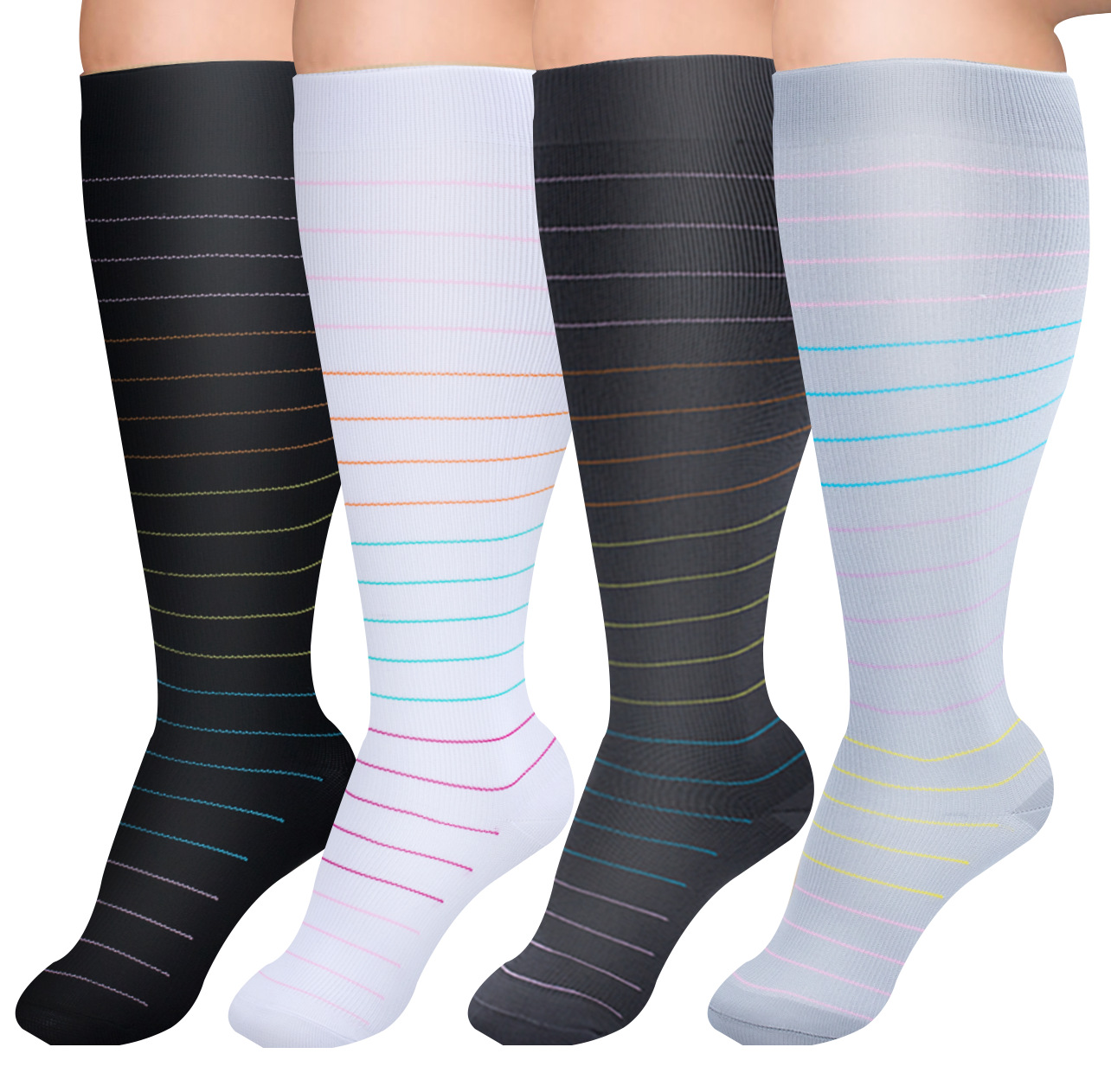 Meias de pressão de nylon para enfermeiras, fertilizantes Plus, meias de compressão para corrida e fitness para homens e mulheres, modelos europeus e americanos_voghion.com
