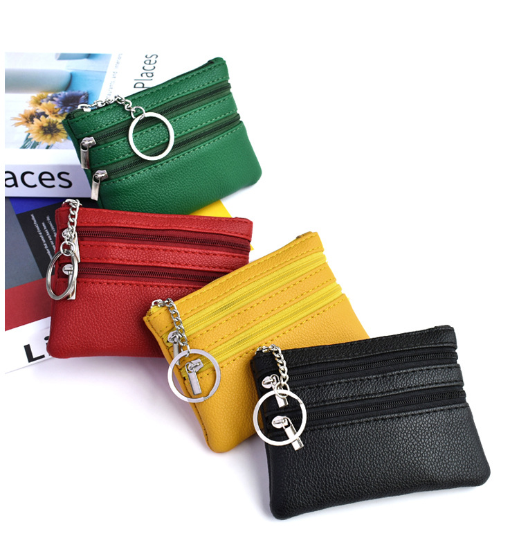 Bolso para llaves de estilo coreano para mujer, de color macarrón, minimonedero sencillo de color sólido para madres, tarjetero pequeño portátil de varias capas, suave_voghion.com