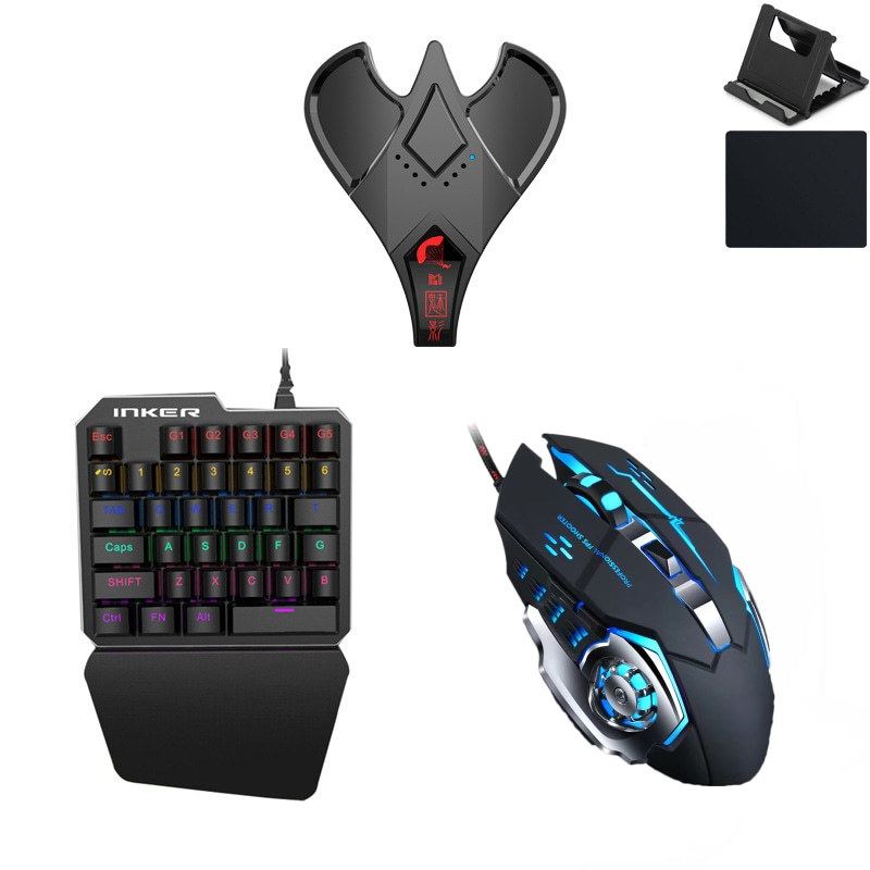 Cross-border supply of new X8 throne peripherals eat chicken keyboard mouse suit tablet converter Android automatic pressure gun