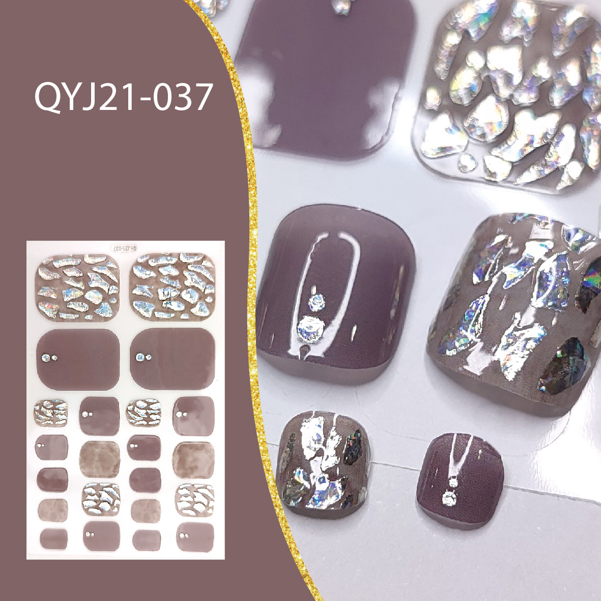 2023 cross-border summer Europe and the United States ins Wind foot nail stickers waterproof 3D nail polish film toenail stickers full paste