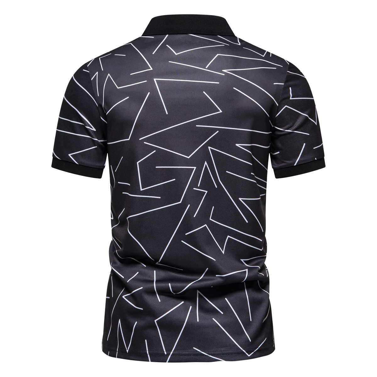 Amazon European and American Summer New Casual Men's Short-sleeved Polo Shirt Striped Printed Lapel Short-sleeved T-shirt Top