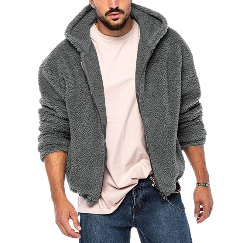 Independent station cross-border 2023 men's winter New fleece-lined thickened warm hooded zipper casual jacket for men