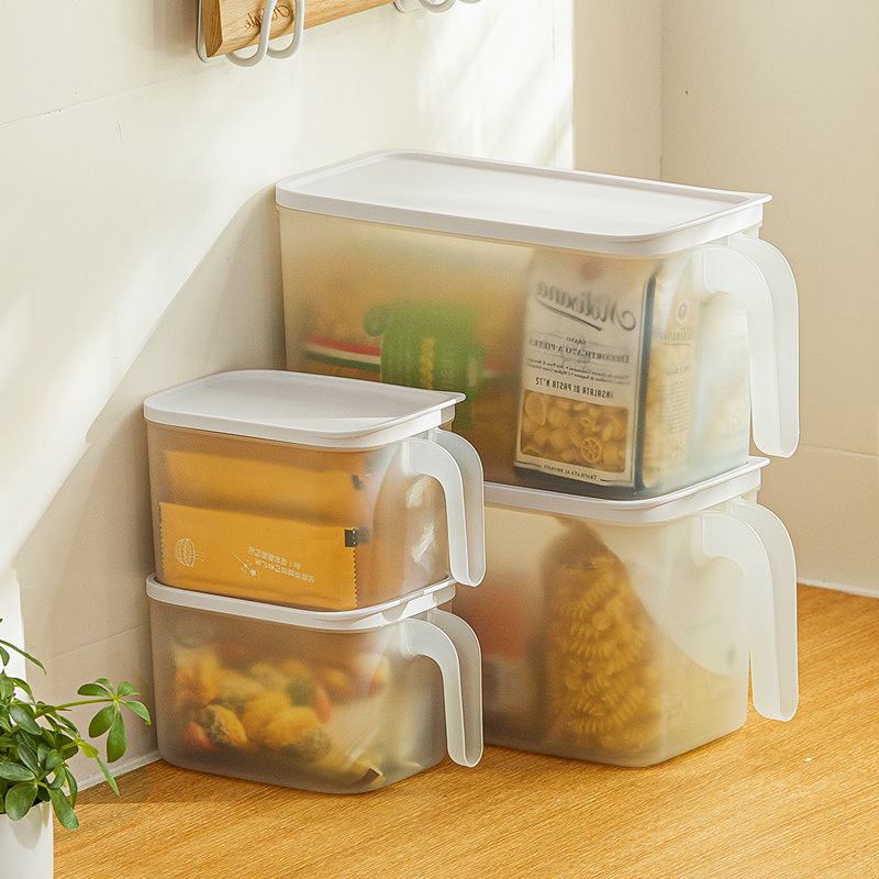 Nachuan refrigerator storage box with lid handle frosted transparent food storage box multi-size cabinet finishing box