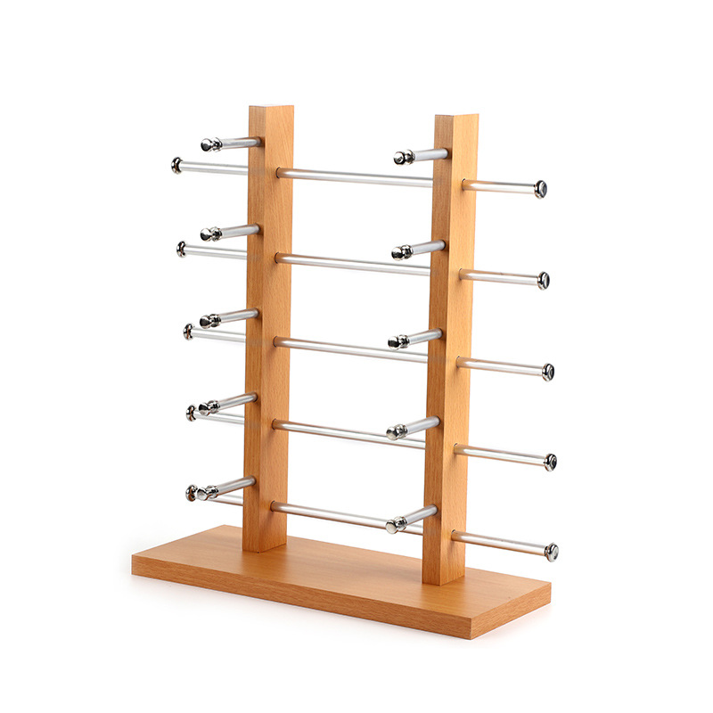 Wooden double-row glasses display stand sunglasses props display rack wooden glasses shelf 8/10/12