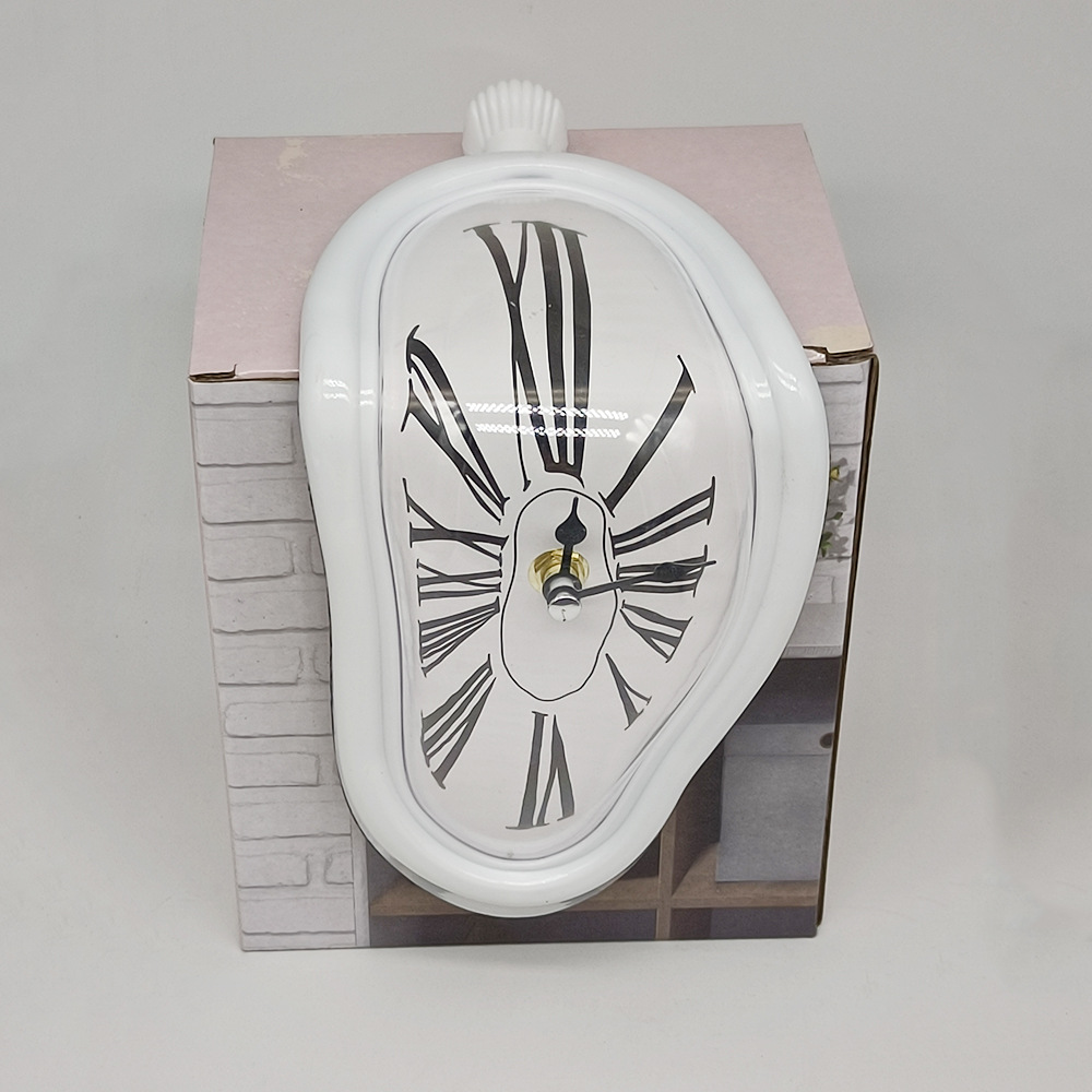 Amazon Cross-border Retro Simple Wall Clock Creative Right Angle Twisted Roman Digital Clock Bedroom Living Room Mute Clock