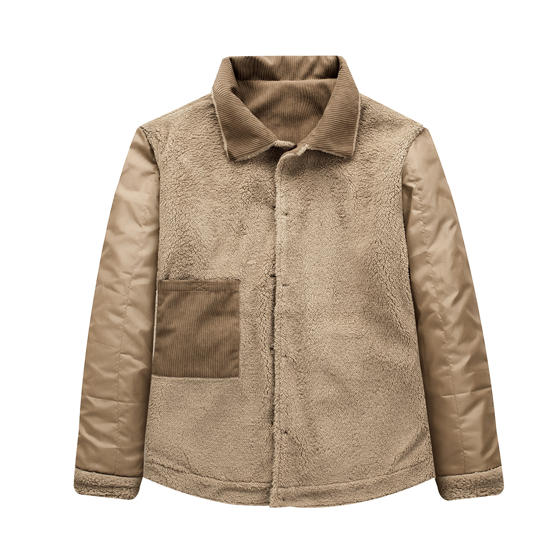 American size men's plus size men's cashmere thickened jacket foreign trade lapel winter casual loose corduroy jacket