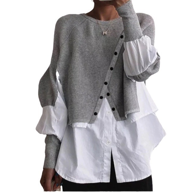 2024 automne et hiver nouvelle station indépendante transfrontalière européenne et américaine col rond à manches longues tricoté style étranger couture deux pièces_voghion.com