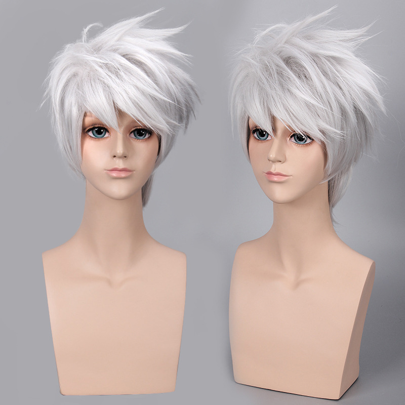 Master Shengda Banner Muka Kakashi Wig Naruto Rushover Ninja Anime Wig Silver Grey Wig