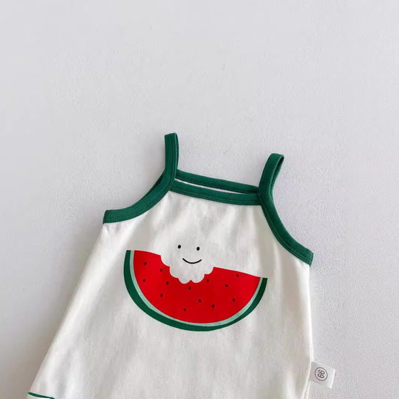 Korean-style New Baby Hakayi Fresh Watermelon Cute Thin Sleeveless Climbing Suit for Summer Baby Boys and Girls