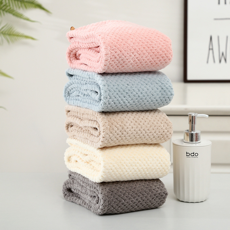 Thickened pineapple coral fleece hair wrapping hat hair wrapping towel hair towel strong absorbent bath cap LOGO embroidery