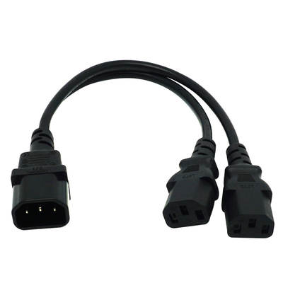 Pin word C14 to two C13 one to two power extension cable PDU server display power splitter cable