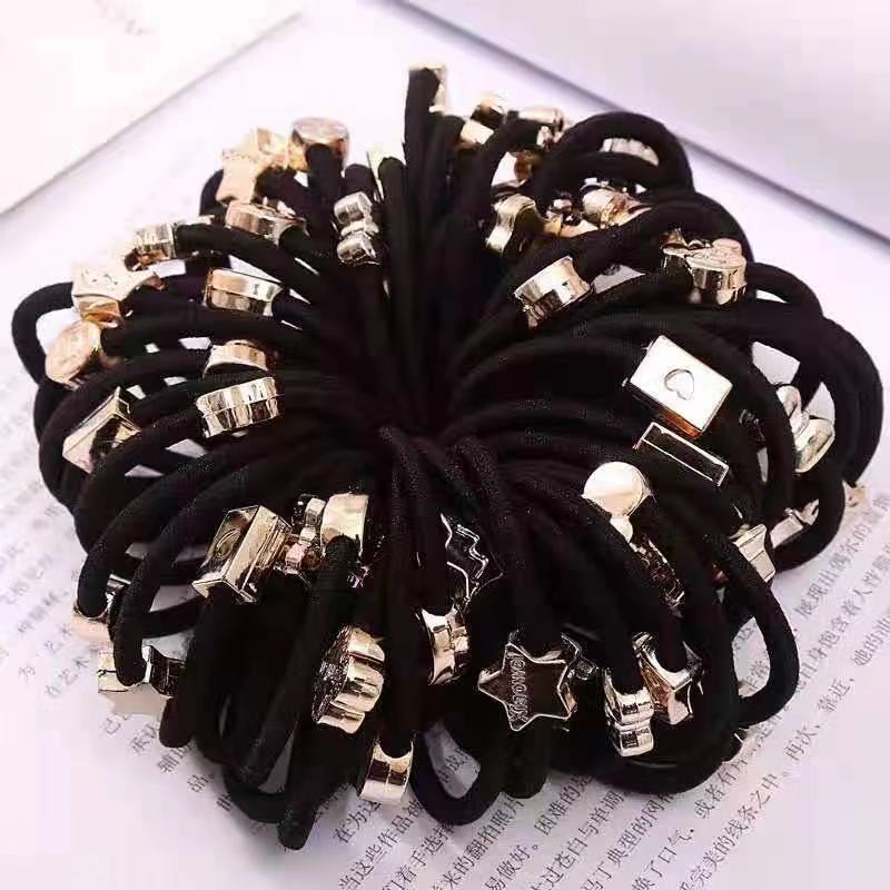 Black rubber band durable high elastic hair high ponytail simple sturdy cartoon accessories hair ring