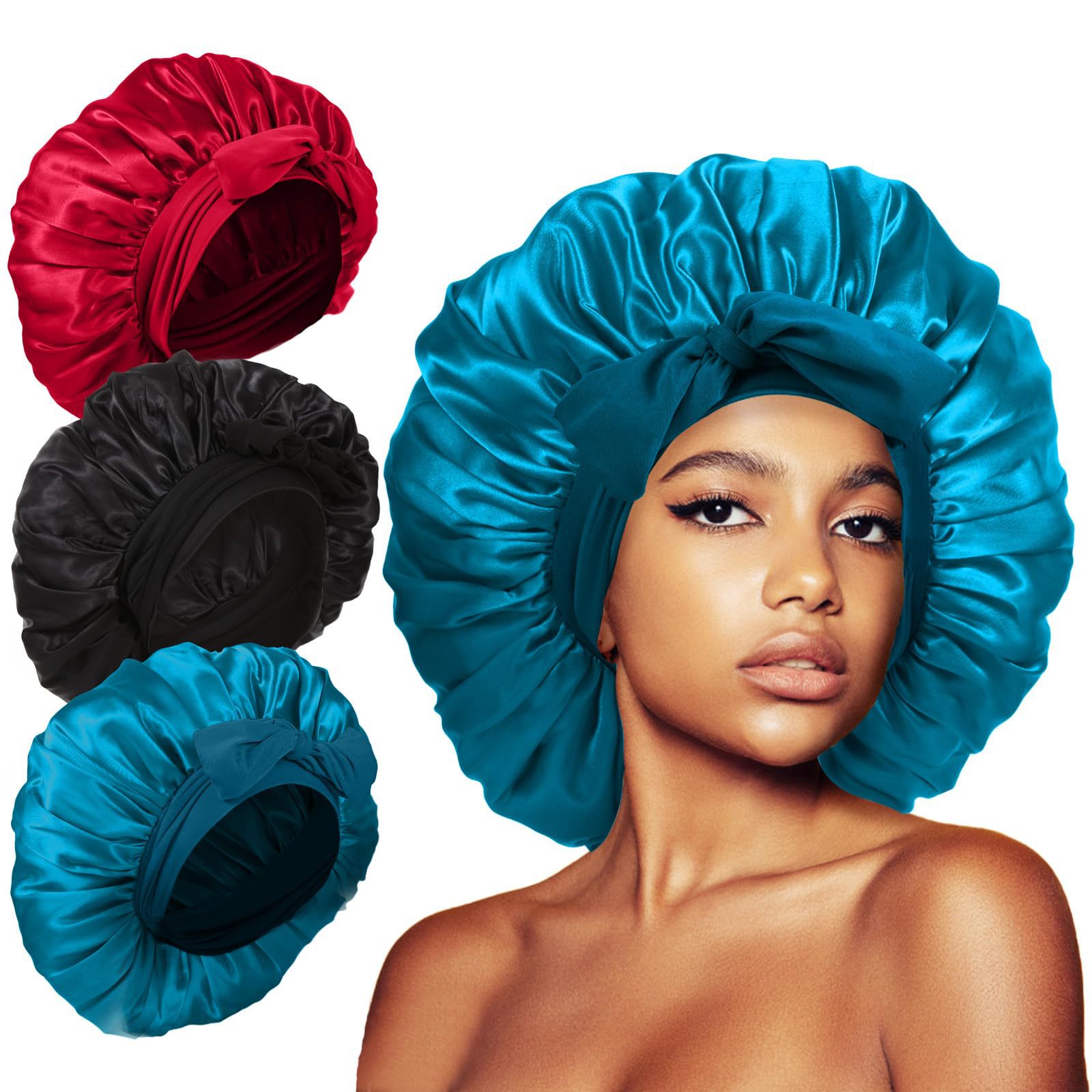 explosions ruban de satin chapeau rond nœud soie beauté soins capillaires chapeau à large bord foulard pour enfants bonnet de nuit_voghion.com