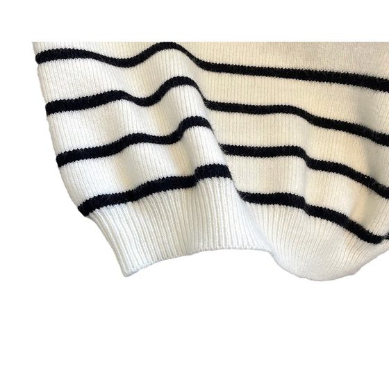 Korean-style Retro POLO Lapel Zipper Striped Knitted Vest Sweater Autumn and Winter Inner Wearing Elegant Waistcoat