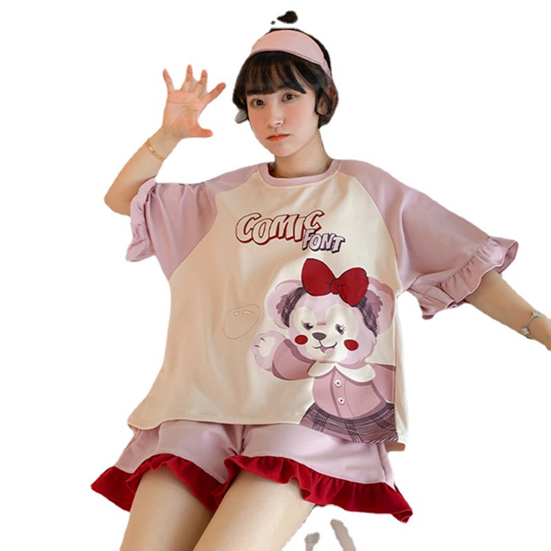 Pajamas Women's Wholesale Summer Short-sleeved Thin Spring and Autumn Suit Loose Version Student Large Size Princess Style Home Clothes Summer Clothes